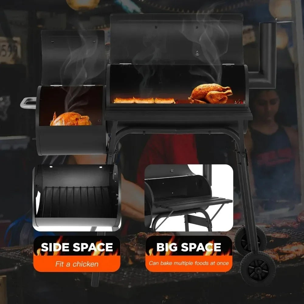 Double Barrel Monster BBQ Grill & Offset Smoker