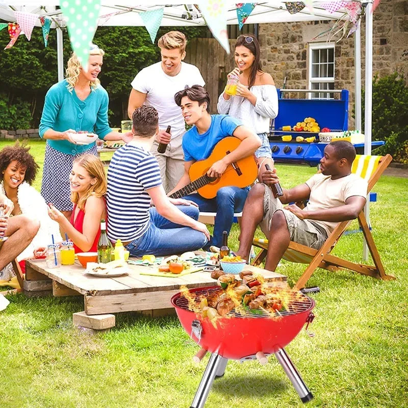Portable Football Countertop Charcoal BBQ Grill