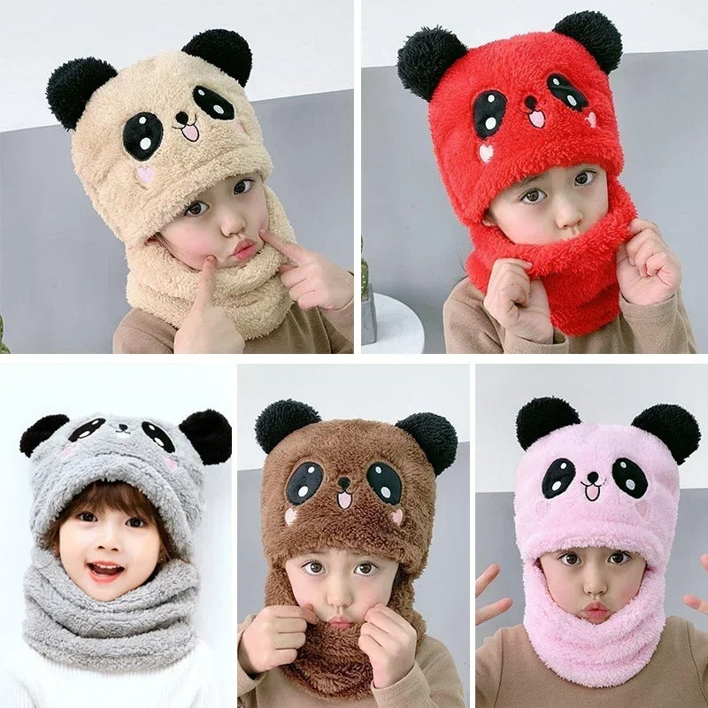 Winter Baby Ear Protection Hat & Integrated Scarf Set