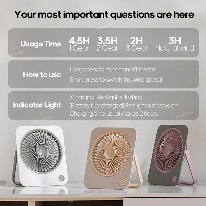 Mini Colorful 3-Speed Desktop Fan (Random Colors)