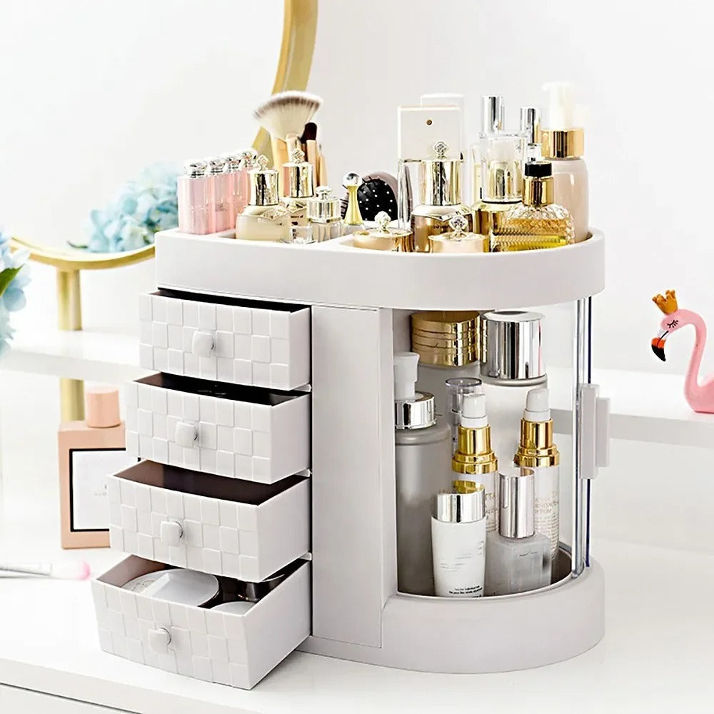 4-Tier Ivory White Multifunctional Makeup & Skincare Organizer