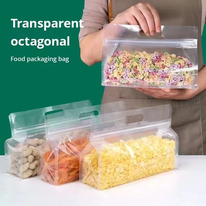 4-Piece Reusable Silicone Food Bags – Leakproof Ziplock Storage for Cereal & Snacks