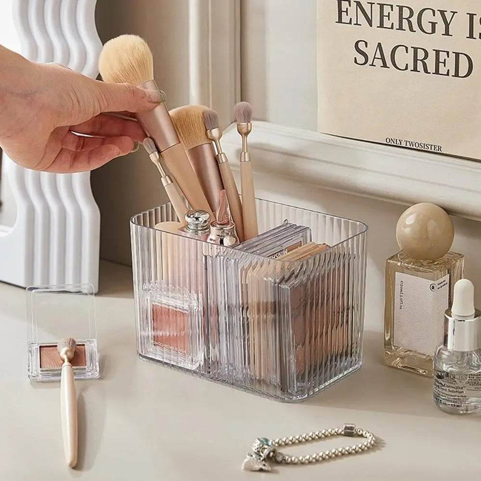 3-Compartment Cotton Swab & Pad Holder - Vanity Organizer