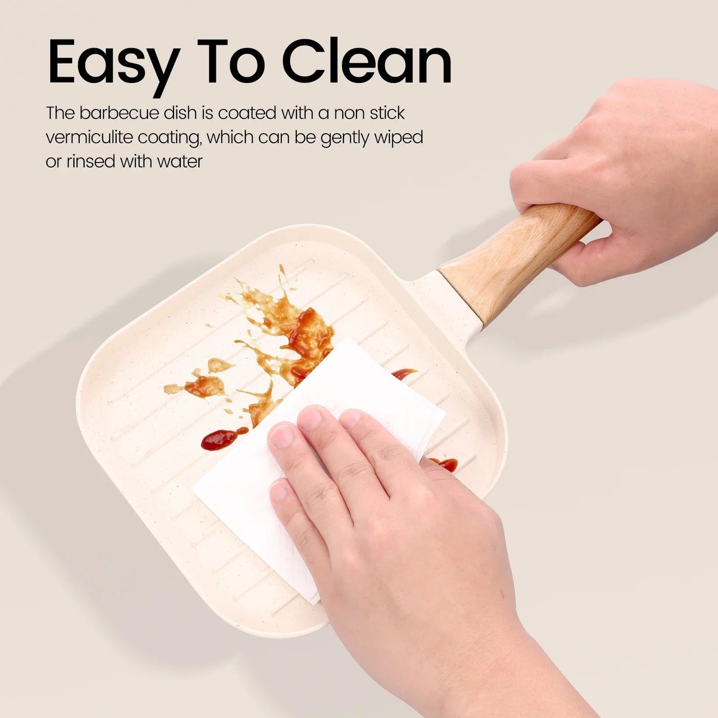 Non-Stick Square Grill Pan – Die-Cast Aluminum Stovetop Griddle with Deep Ridge Lines