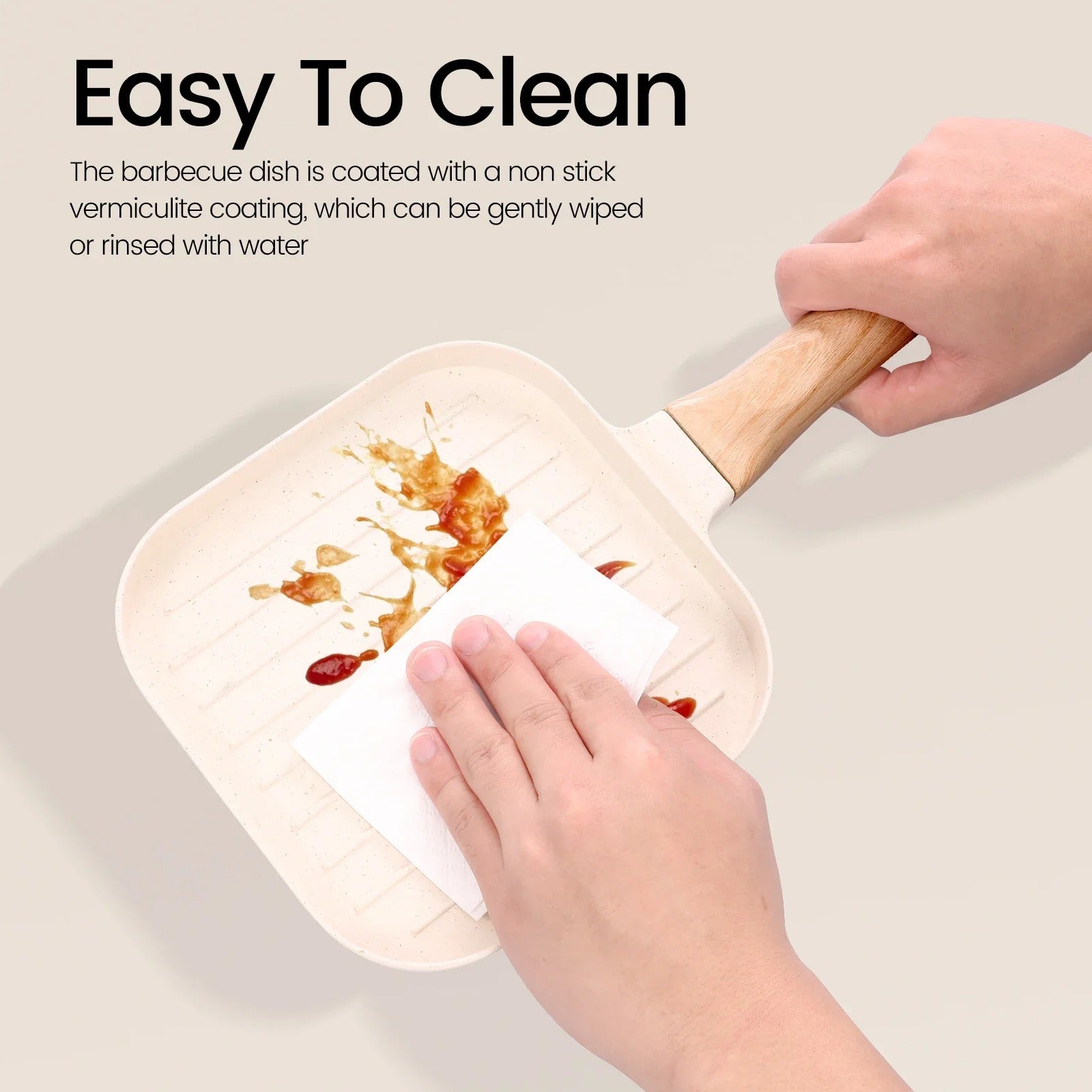 Non-Stick Square Grill Pan – Die-Cast Aluminum Stovetop Griddle with Deep Ridge Lines