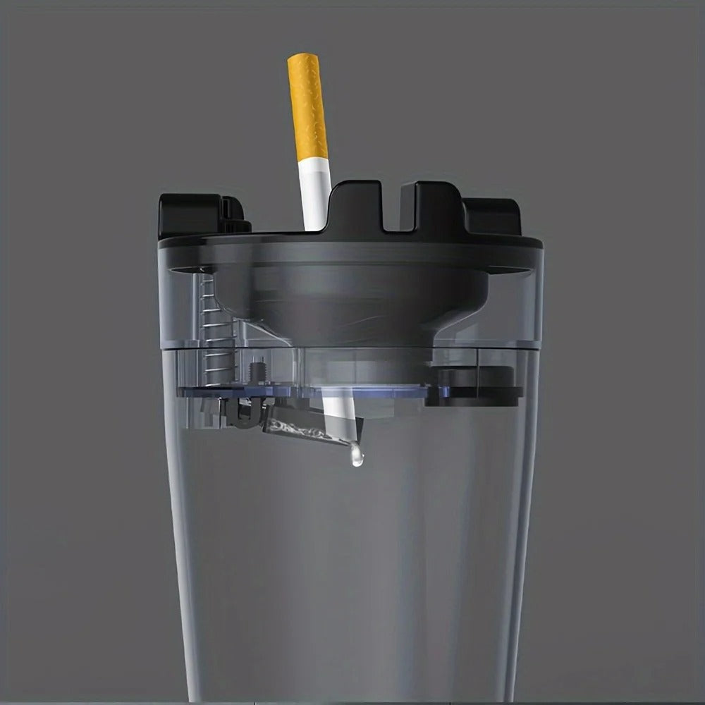 Portable Cup-Shaped Car Ashtray – Smart Hydro-Extinguishing Smokeless Organizer