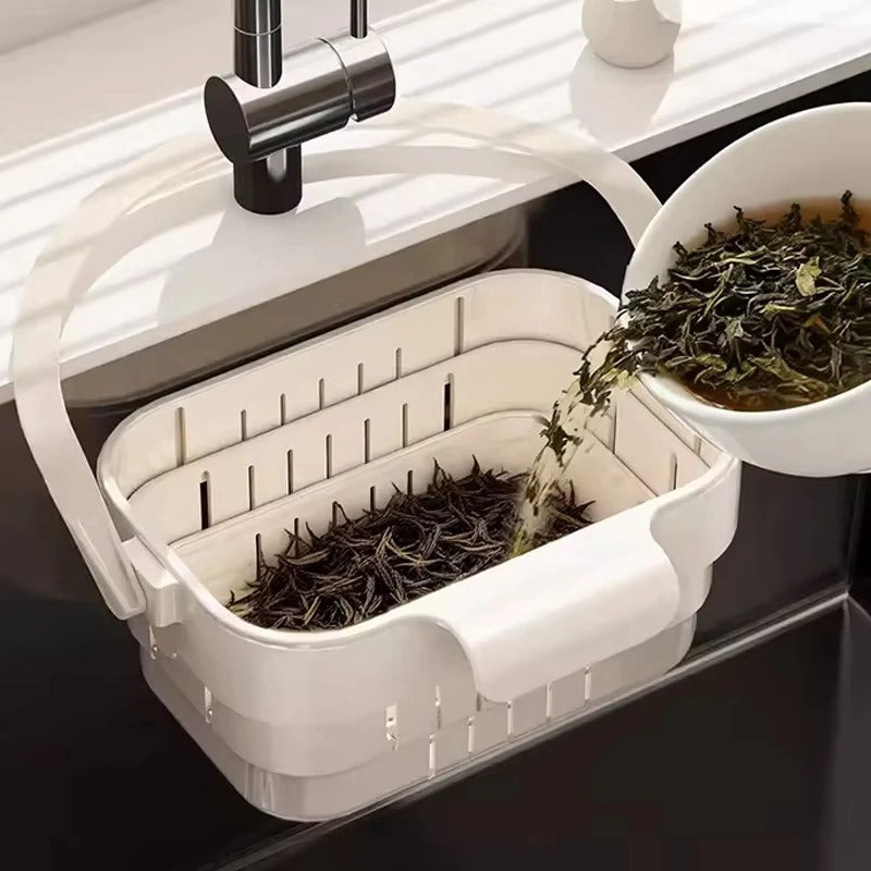 Premium Hanging Foldable Sink Drain Basket - Retractable Kitchen Filter & Organizer
