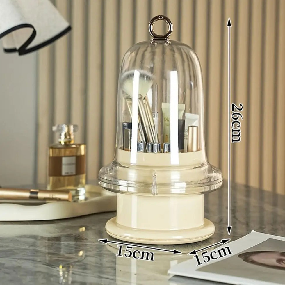 Gemini said Rotating Makeup Brush Organizer with Dust-Proof Lid
