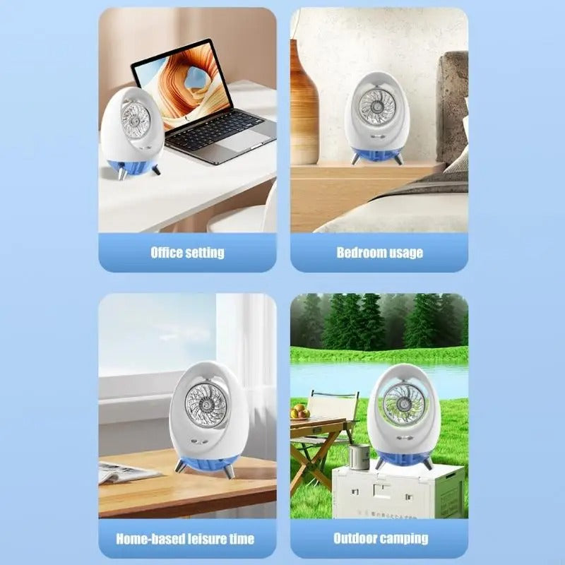 Egg-Shaped Rechargeable Desktop Mist Fan & Humidifier