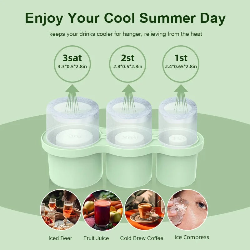 Cylinder Ice Cube Mold with Steel Tongs