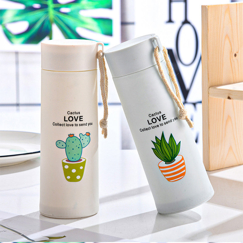 Cactus Printed Bottle 400ml – Double Layer Glass Inside (Random)