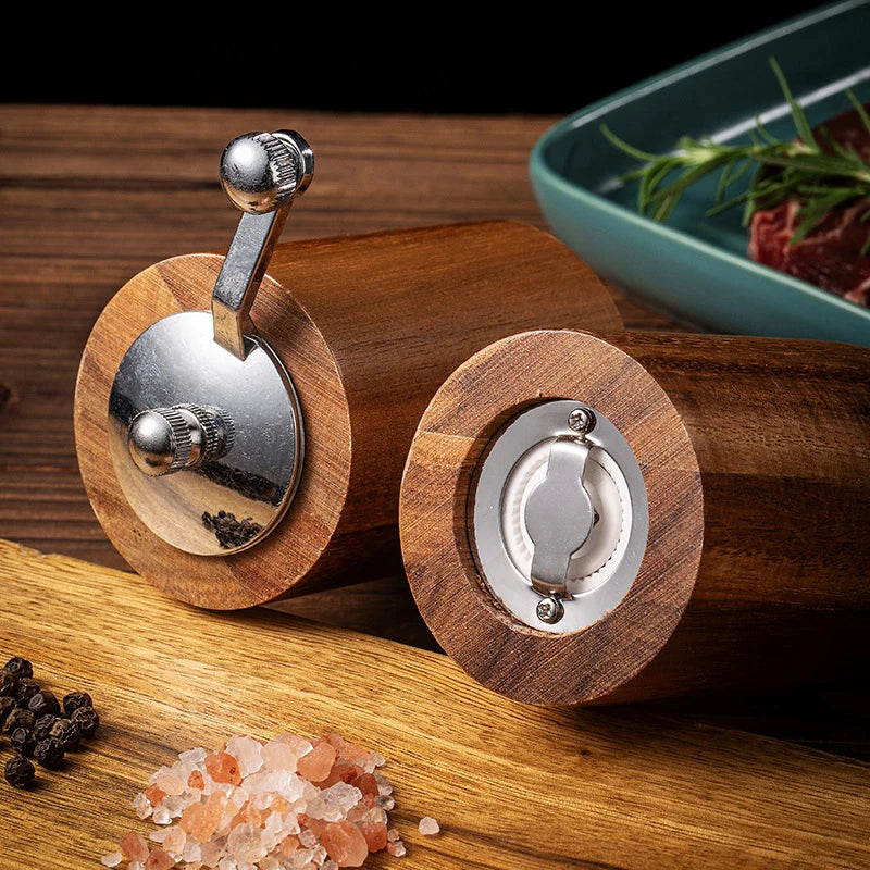 Premium Hand-Cranked Solid Wood Pepper Grinder Mill