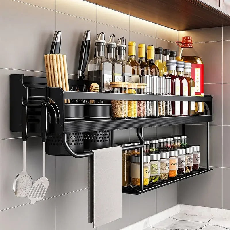 Multifunctional Spice Rack - Space Aluminum Kitchen Organizer