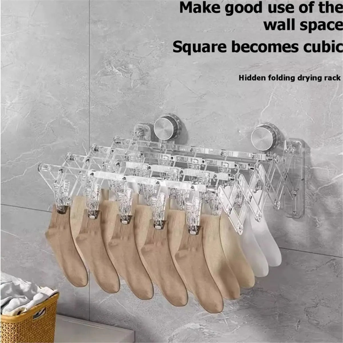 FlexiGrip Sock Rack | Retractable Suction Drying Hanger