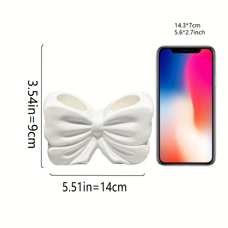 Elegant Bow Accent Multi-Purpose Organizer – Chic Desktop & Vanity Storage