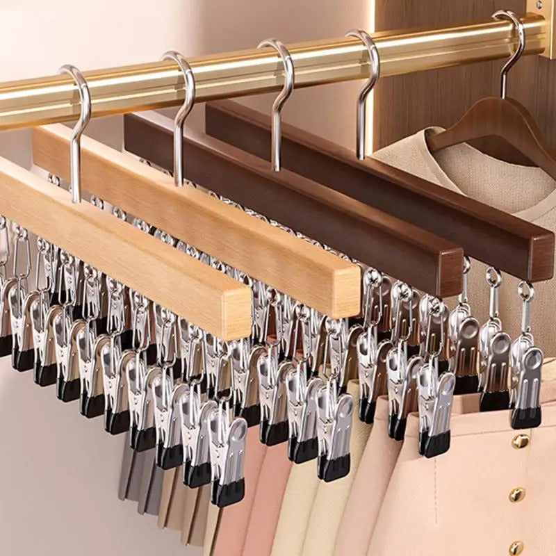 EcoHang Premium 12-Clip Heavy-Duty Wooden Laundry Hanger