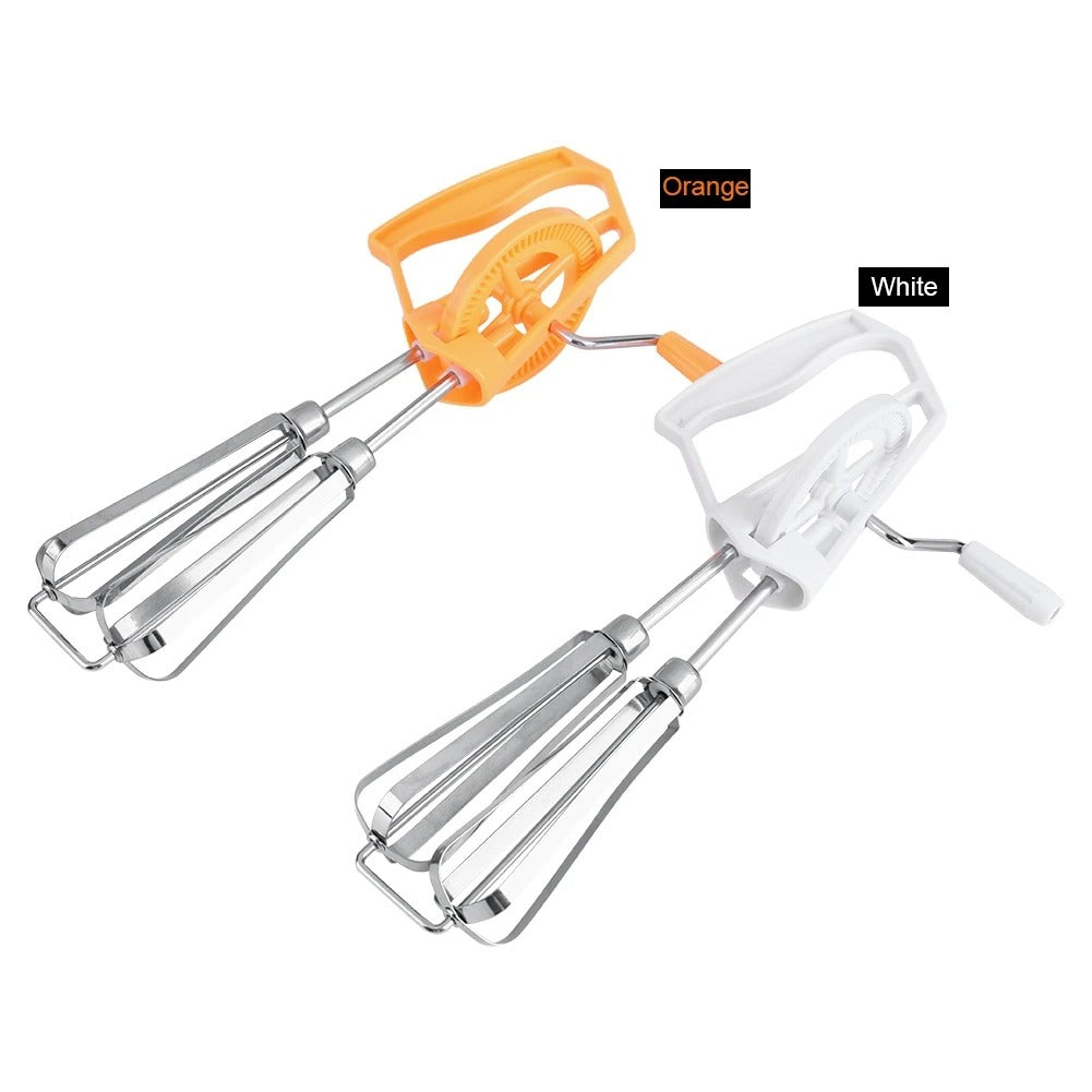 Semi-Automatic Stainless Steel Hand Beater – Manual Spring-Action Egg Whisk & Milk Frother