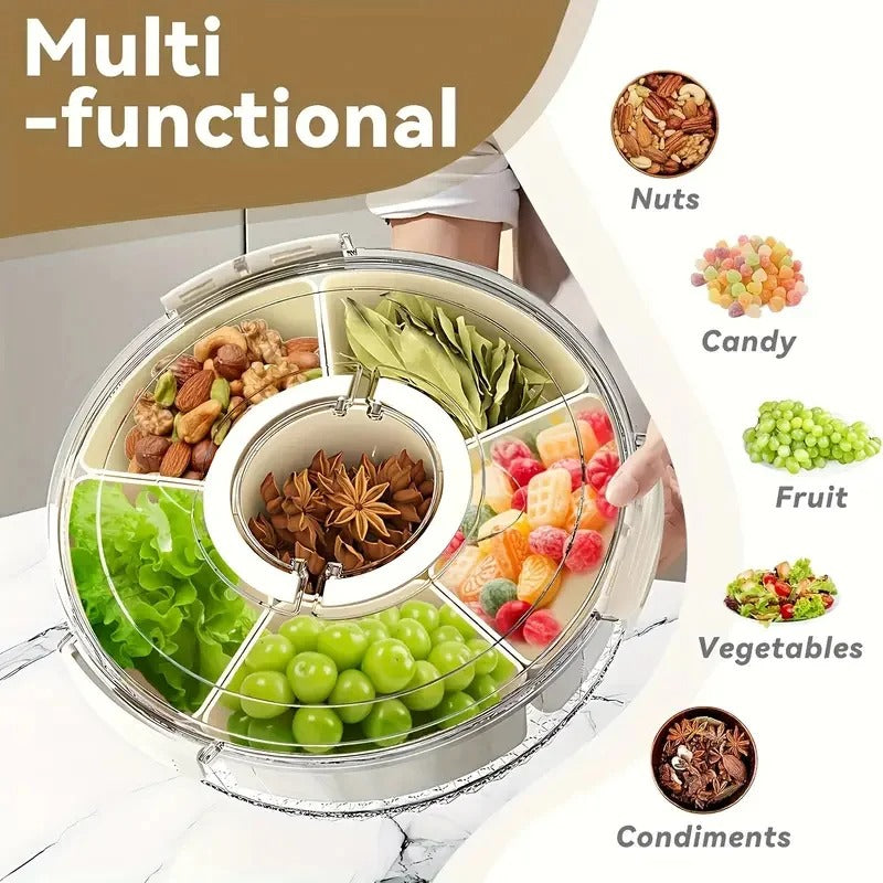 360° Rotating Serving Tray with Lid & Handle