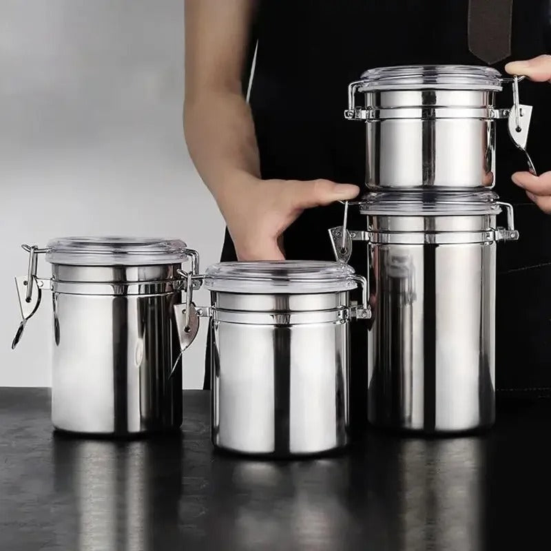 4-Piece Premium Stainless Steel Airtight Canister Set