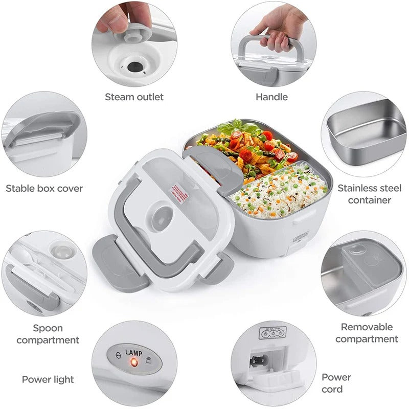 Electric Portable Heated Lunch Box with Stainless Steel Container