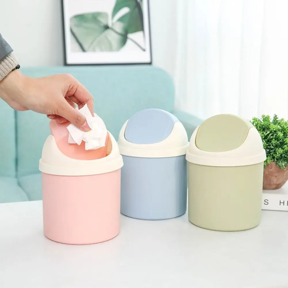 Desktop Trash Can - Push-Top Minimalist Waste Bin