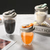 Insulated Double-Wall Borosilicate Glass Mug with Lid