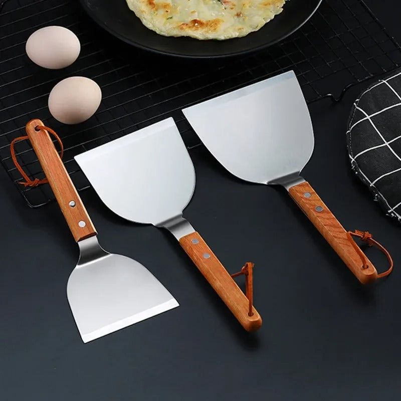 Heavy-Duty Stainless Steel Teppanyaki Spatula – Wide Solid Griddle Turner