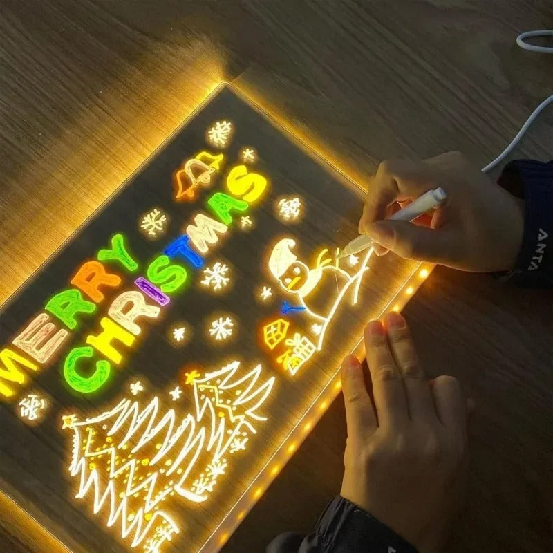 Kids LED Glow Pad – 30 x 20 Neon Drawing Tablet with Stand