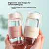 Glass Water Bottle with Leather Sleeve & Rope Handle (320ml)