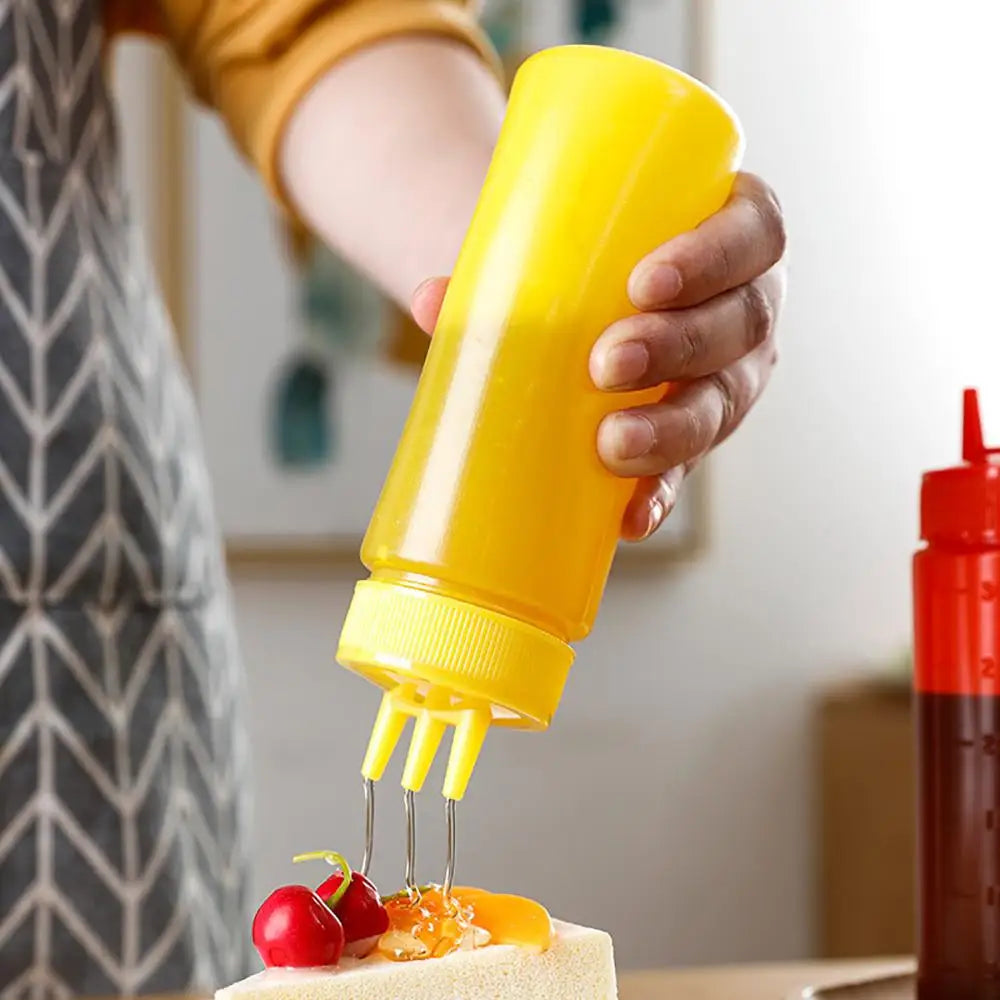 3 Nozzle Squeeze Sauce Bottle - Precision Drizzle for Kitchen & Decor