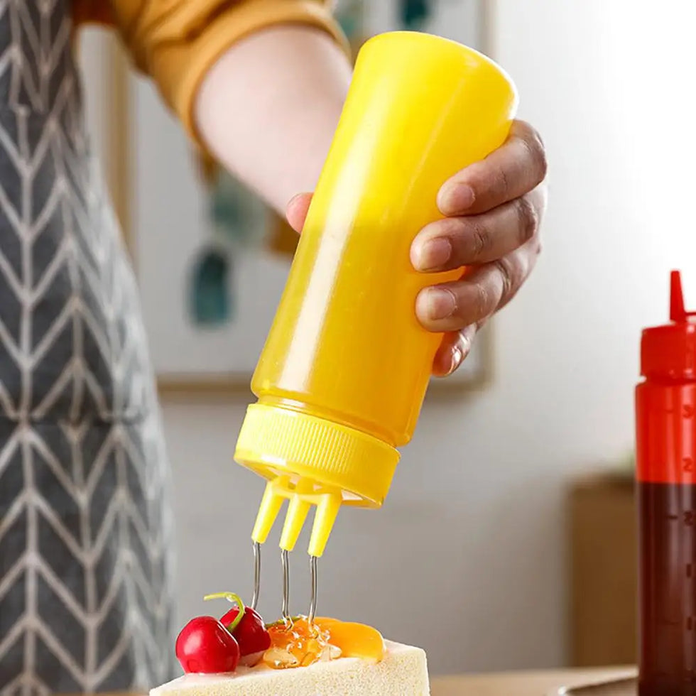 3 Nozzle Squeeze Sauce Bottle - Precision Drizzle for Kitchen & Decor