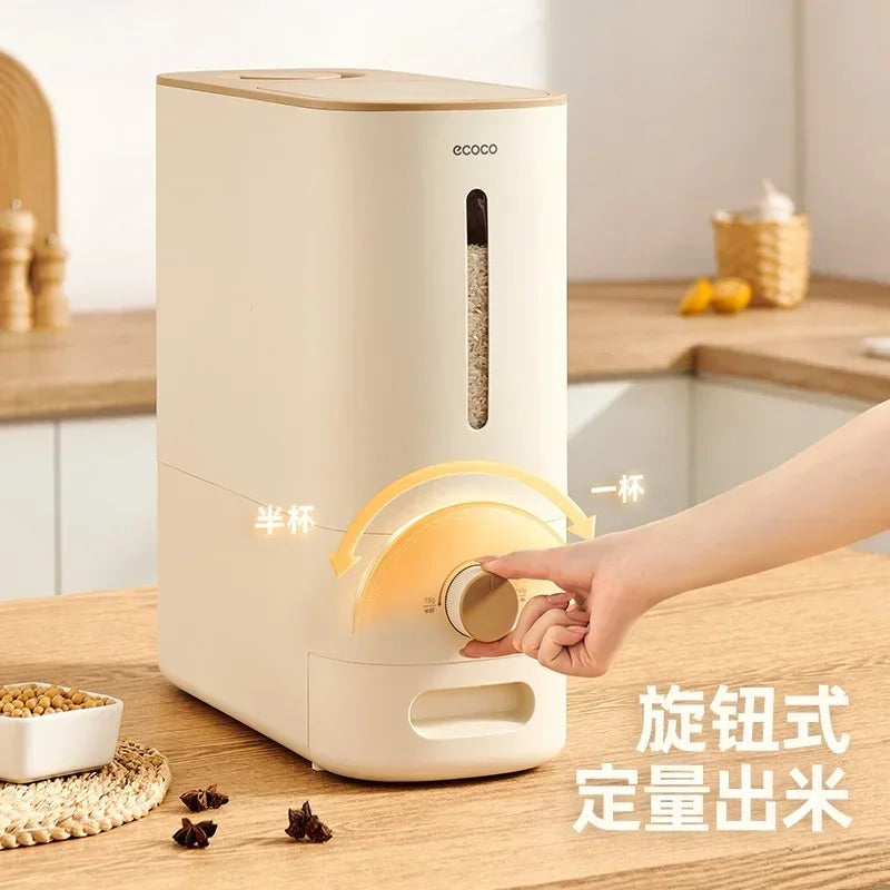Ecoco Premium 10kg Quantitative Rice Bucket & Airtight Grain Dispenser
