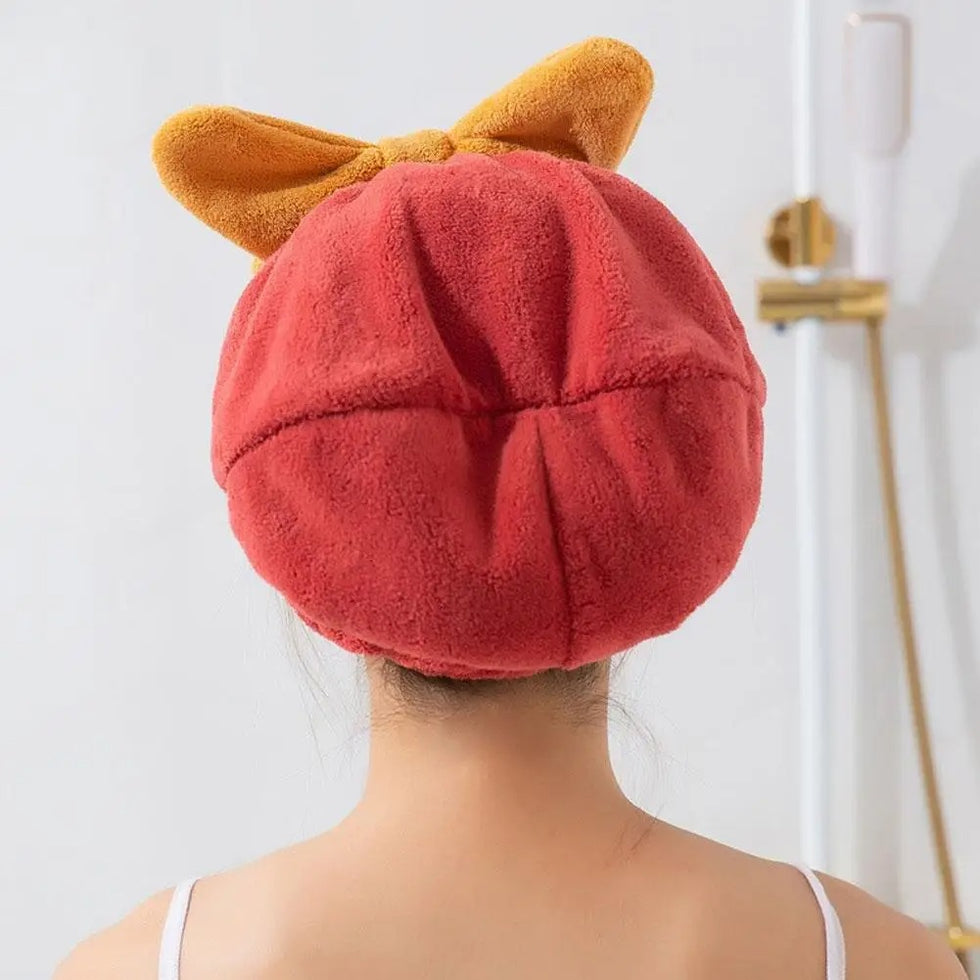 Ultra-Absorbent Microfiber Hair Drying Cap & Quick-Dry Magic Towel with Cute Bow