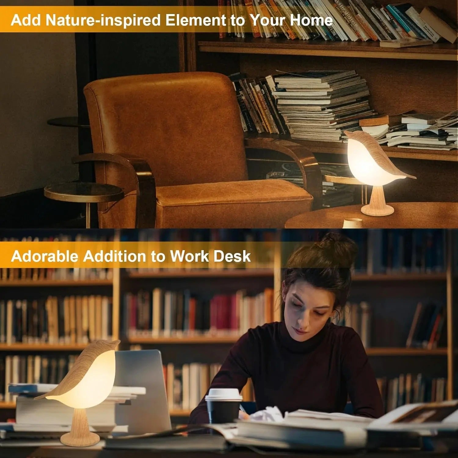 Touch LED Bird Lamp – Premium Rechargeable Scandinavian Accent Light with Stepless Dimming