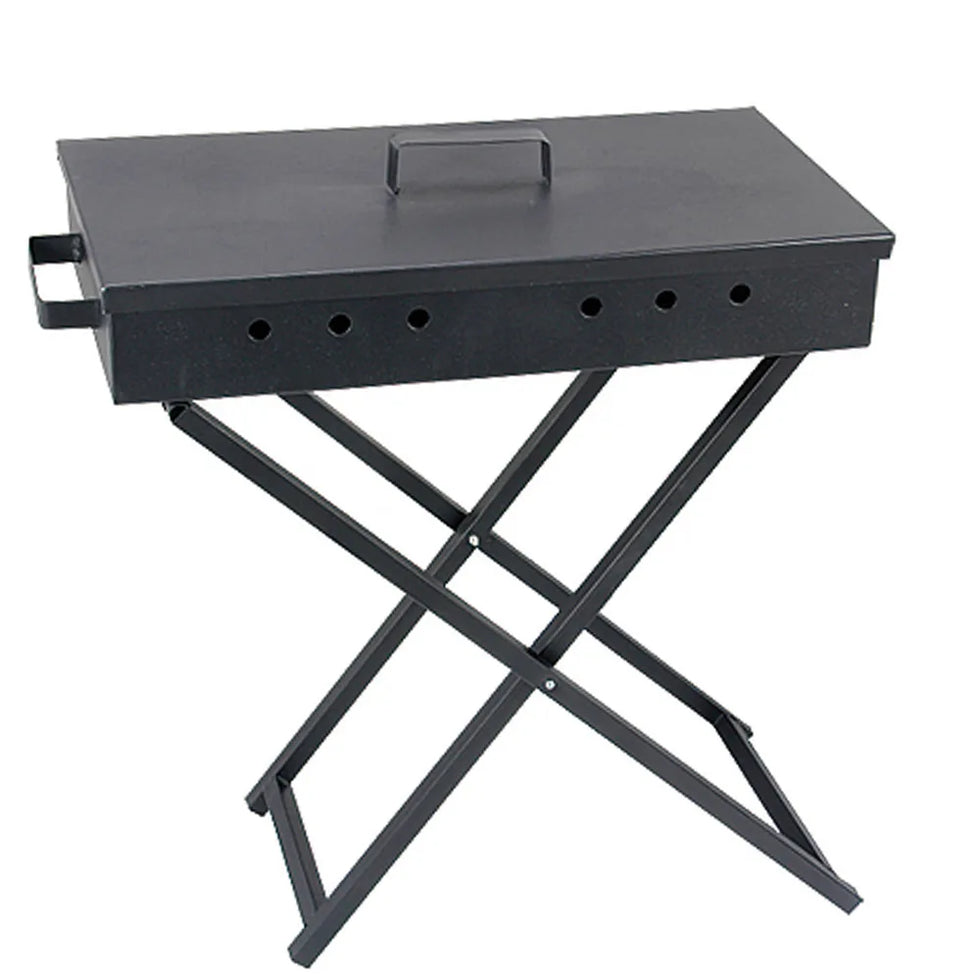 Portable Charcoal BBQ Grill with Manual Hand-Crank Blower