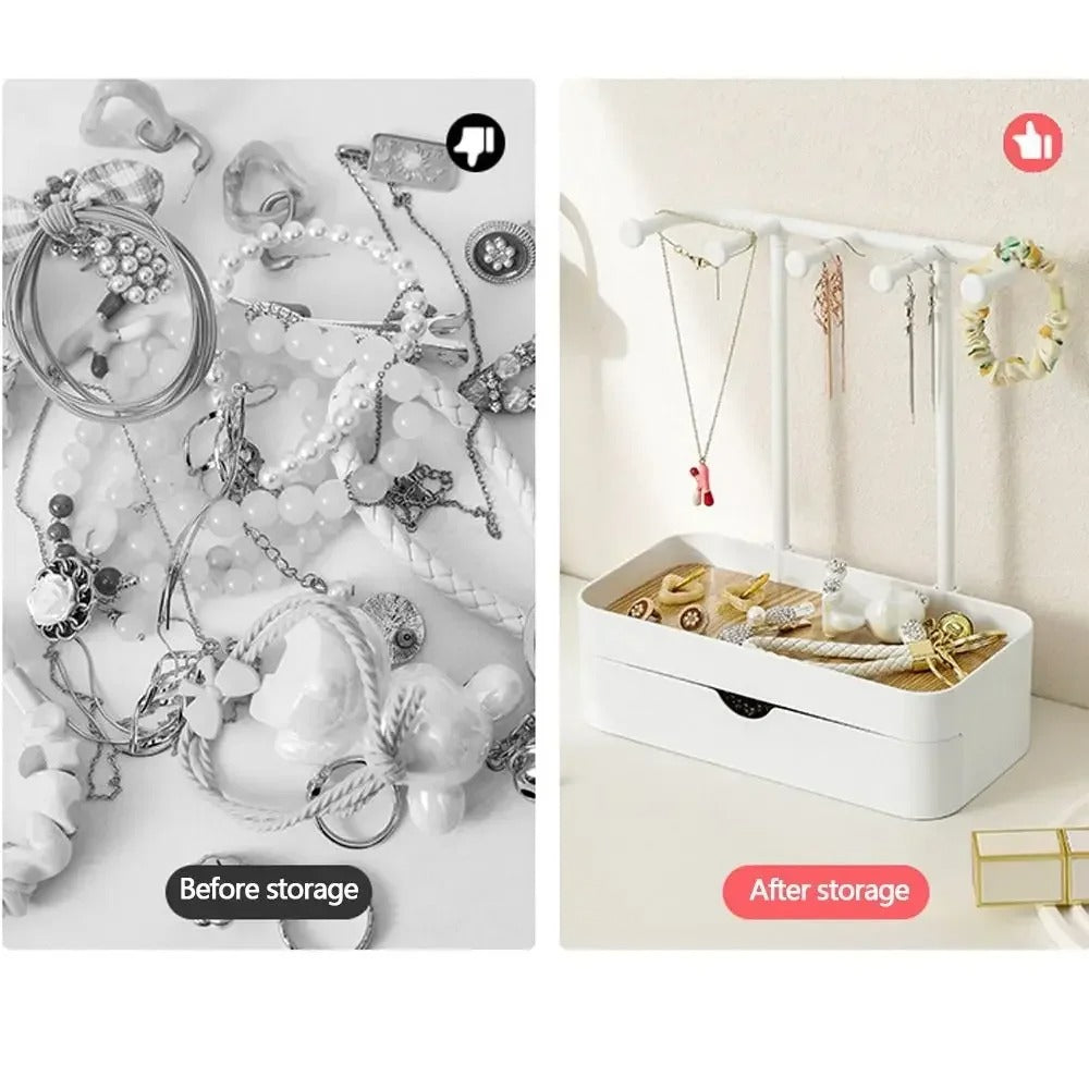 Wall-Mount Jewelry Organizer – Hanging Display for Necklaces & Earrings (Random Color)