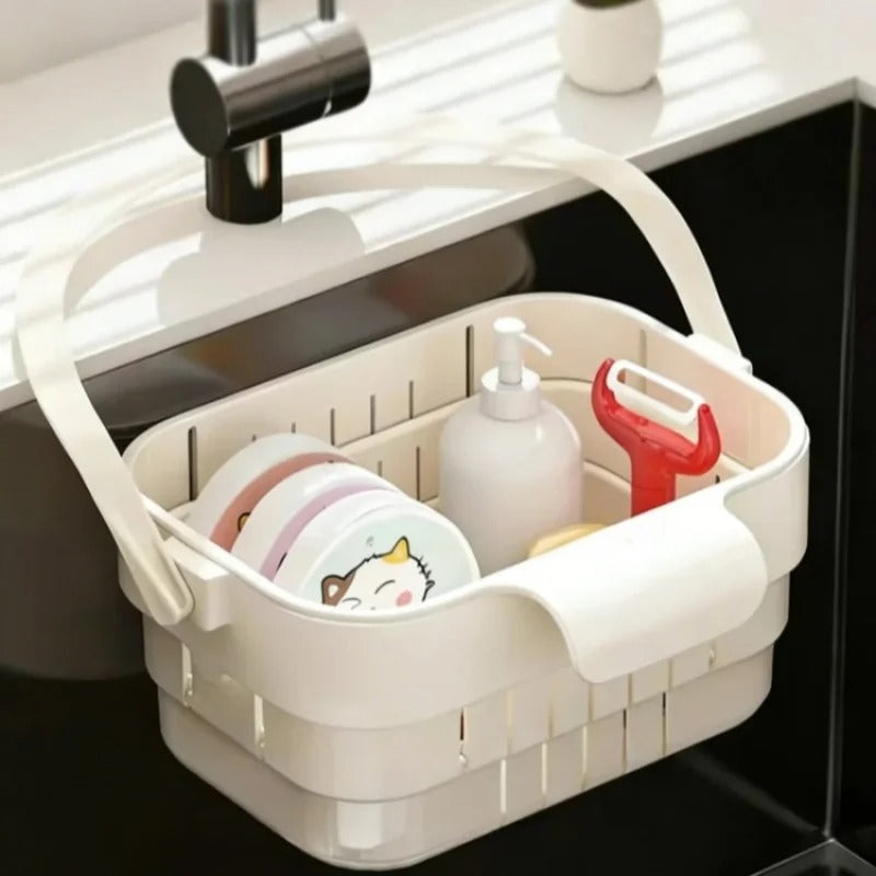 Premium Hanging Foldable Sink Drain Basket - Retractable Kitchen Filter & Organizer