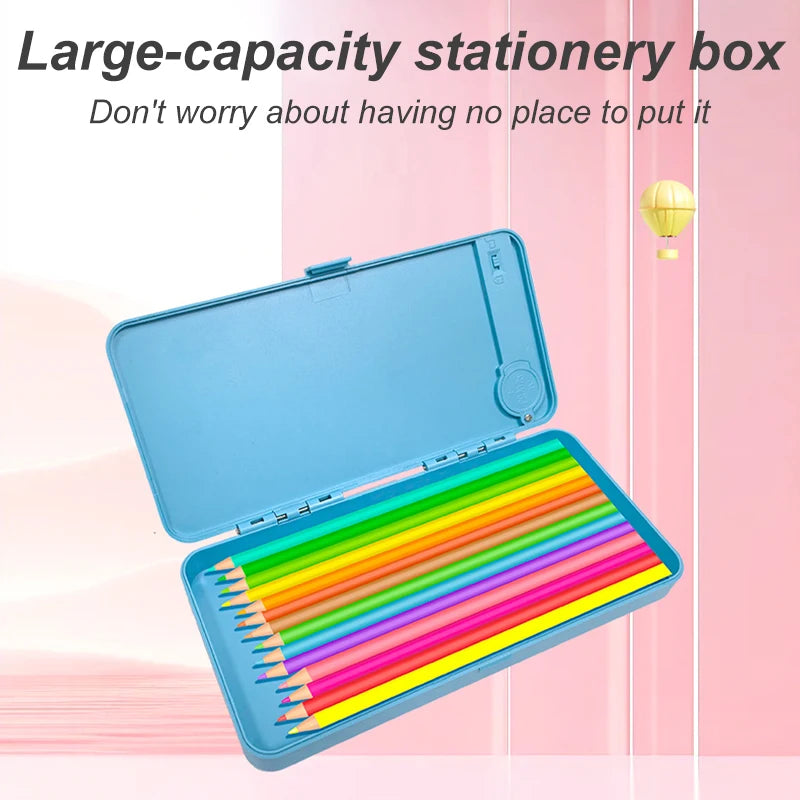 2-in-1 Kids Pencil Box with Multicolor LCD Writing Tablet
