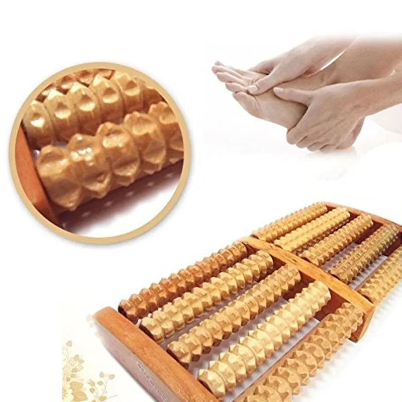 Traditional Wooden Roller Foot Massager: Acupressure Stress Relief