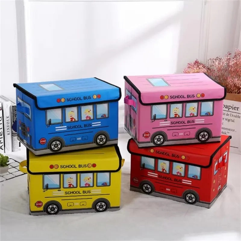Foldable School Bus Toy Storage Box & Sitting Stool (each)