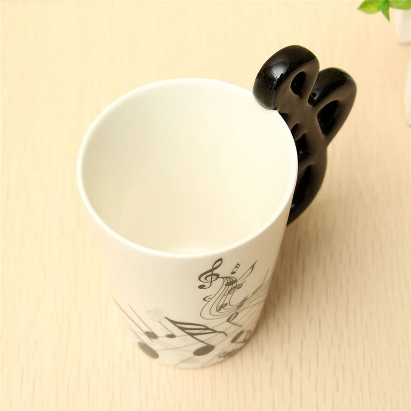 Ceramic Music Mug Style Mug  – Premium Musical Instrument Handle Coffee Mug (each)