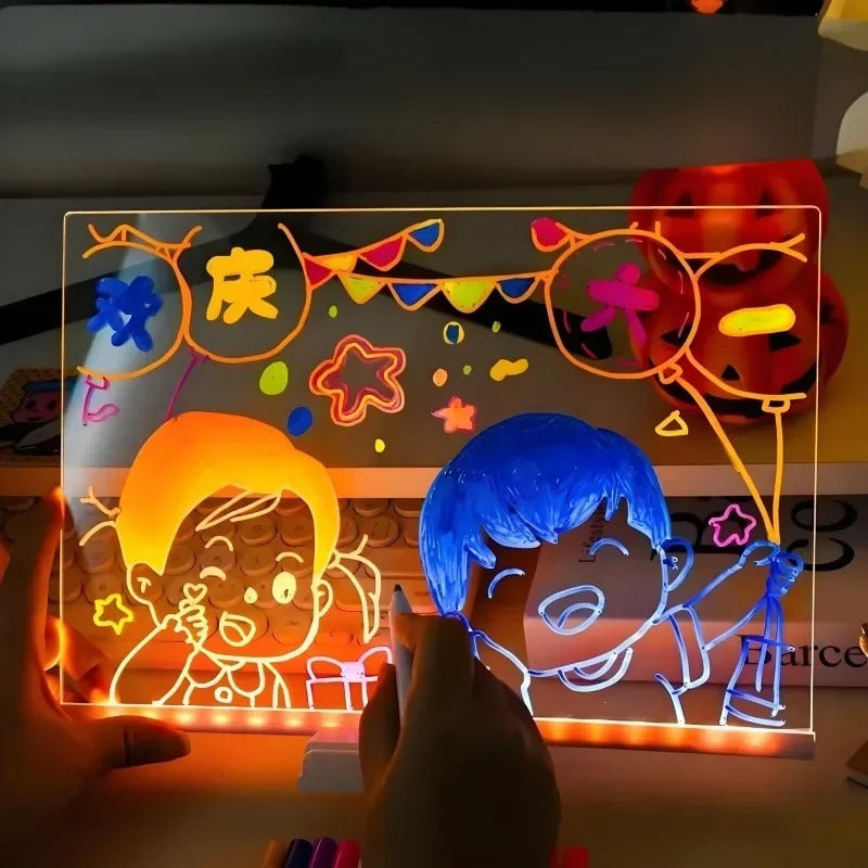 Kids LED Glow Pad – 30 x 20 Neon Drawing Tablet with Stand