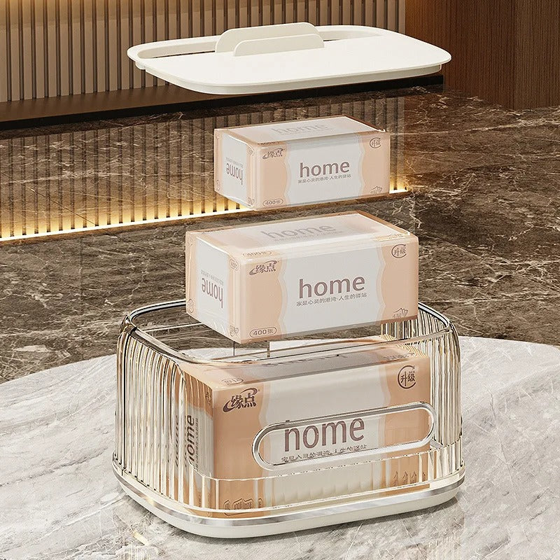 Multifunctional Tissue Box Organizer – Integrated Desktop Holder & Remote Caddy