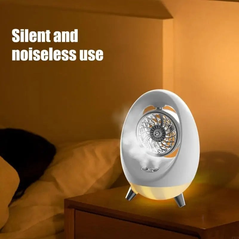 Egg-Shaped Rechargeable Desktop Mist Fan & Humidifier