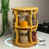 360° Rotatable Spice Jar Set – 10-Piece Bamboo Organizer