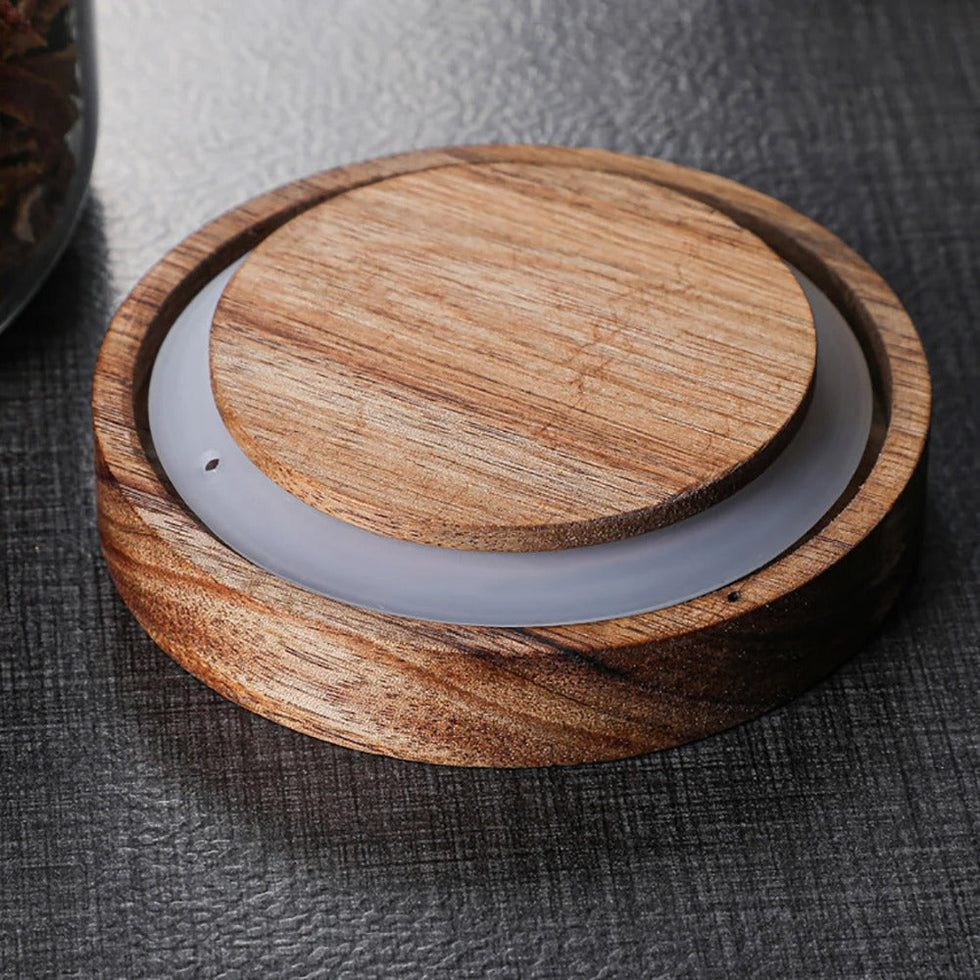 Large Capacity Borosilicate Glass Jar with Airtight Wood Lid