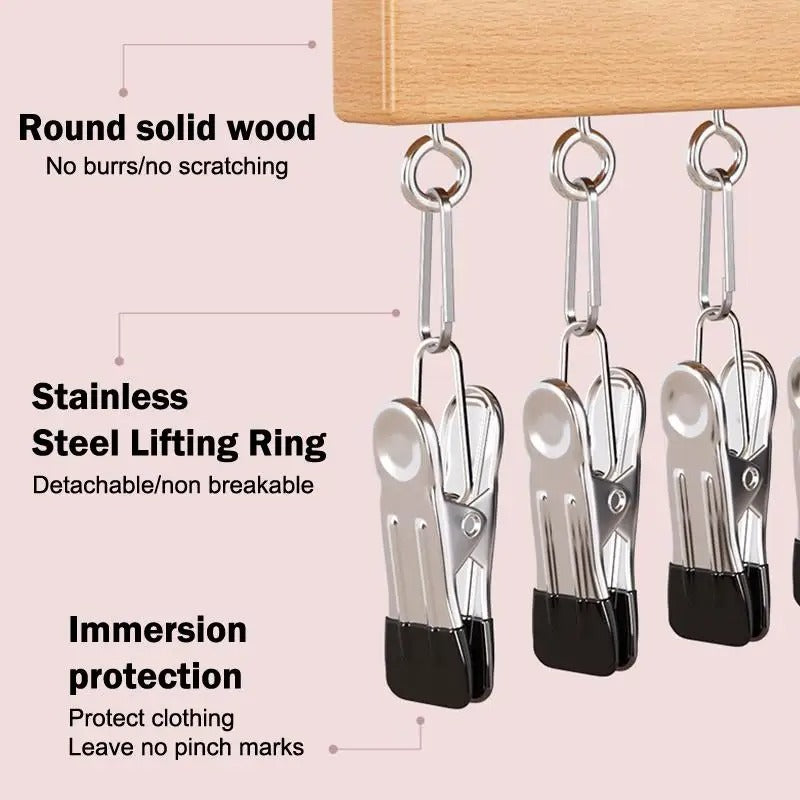 EcoHang Premium 12-Clip Heavy-Duty Wooden Laundry Hanger