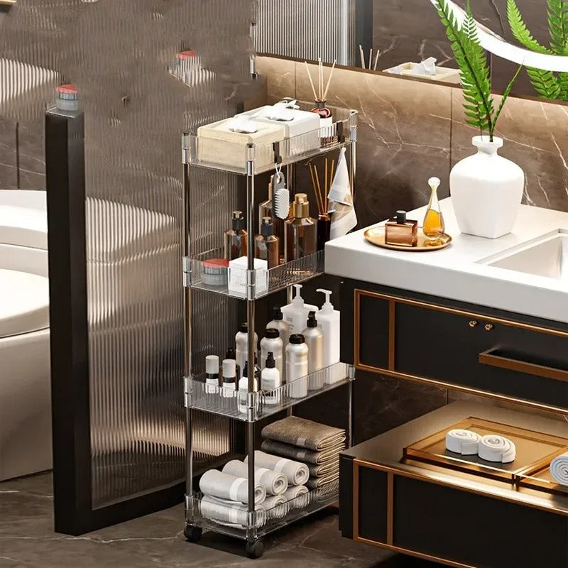 Luxury Acrylic 4-Tier Trolley – Multi-Purpose Storage Organizer with Wheels KT