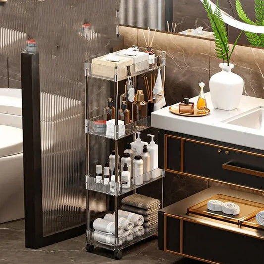 Luxury Acrylic 4-Tier Trolley – Multi-Purpose Storage Organizer with Wheels KT