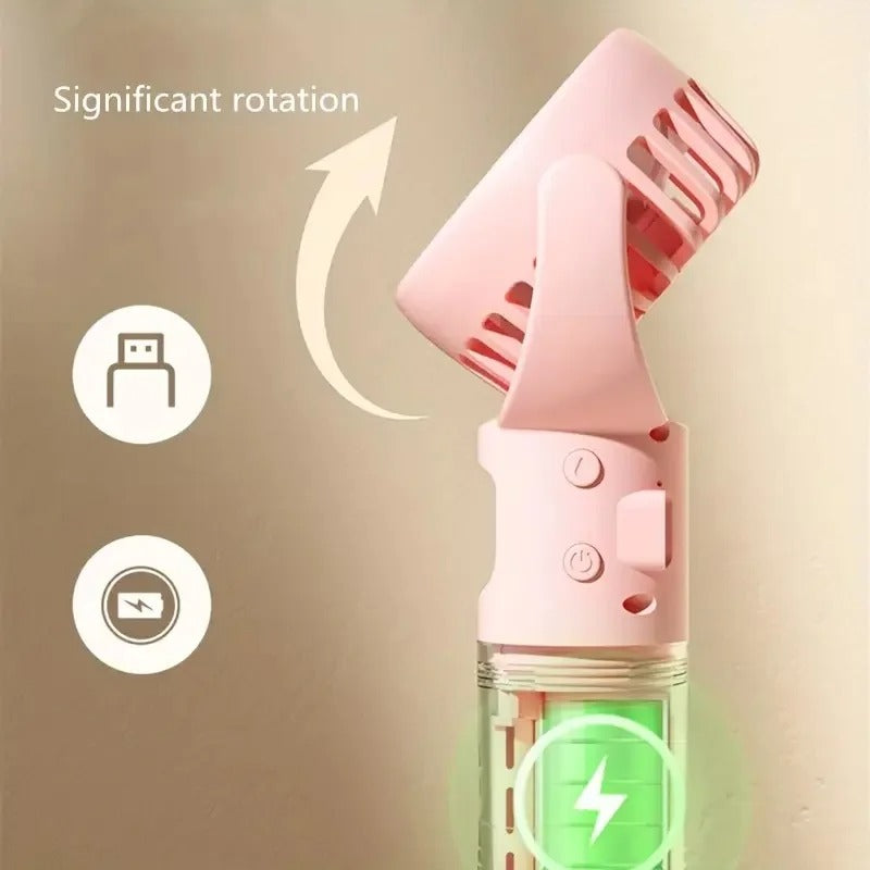 Portable Water Mist Fan: Mini Rechargeable 4-Speed Cool Spray